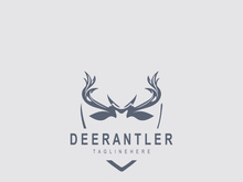 Deer antler logo for hunting and adventure community in nature simple and elegant symbol