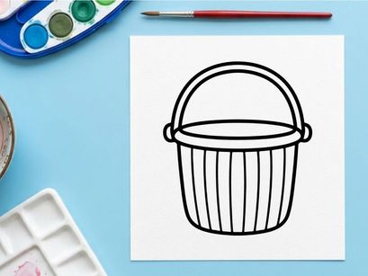 Empty wicker basket icon. Simple line art illustration of a small storage container.