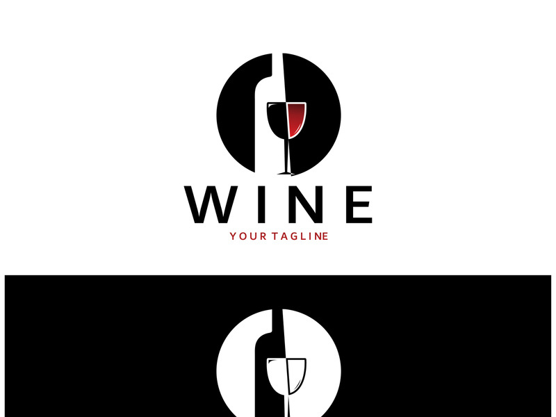 Wine logo with wine glasses and bottles.for night clubs,bars,cafe and wine shops.