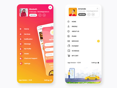 Side Menu Navigation Mobile App UI Kit