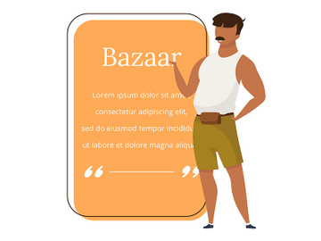 Bazaar seller flat color vector character quote preview picture