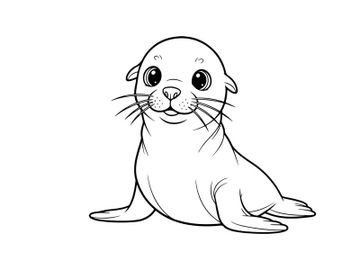 Cute cartoon seal sitting smiling vector illustration flat design preview picture