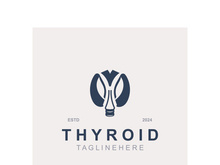 Thyroid Gland human Endocrine System structure logo thyroid care simple template design