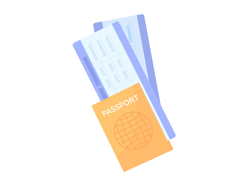 Passport with tickets semi flat color vector object