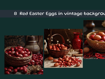 Red Easter Eggs in vintage background preview picture