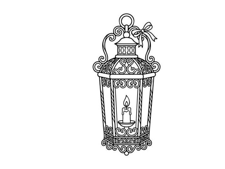 Farol vintage con vela para decoración del hogar. Ilustración de lámpara de aceite antigua y ornamentada para diseño de interiores rústico o gótico.