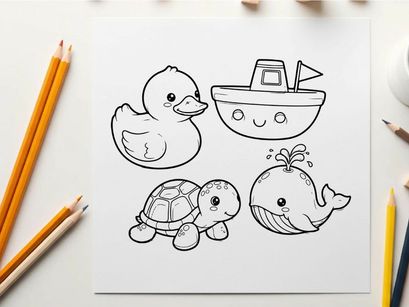 Cute sea animals set flat design vector illustration