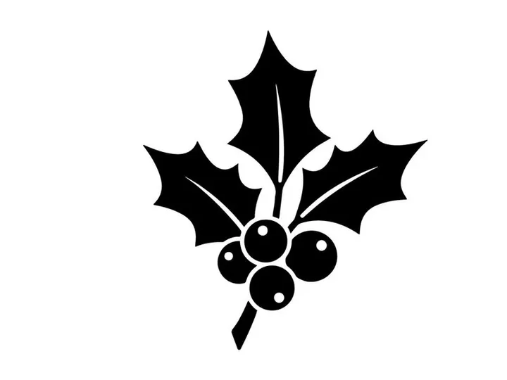 Black Holly Leaf Icon for Holiday Design and Christmas Themes