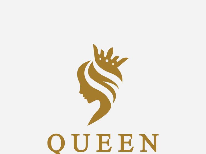 Beautiful face queen icon logo.for queen logo.Beauty woman hair salon golden logo. cosmetic, skin care business logo