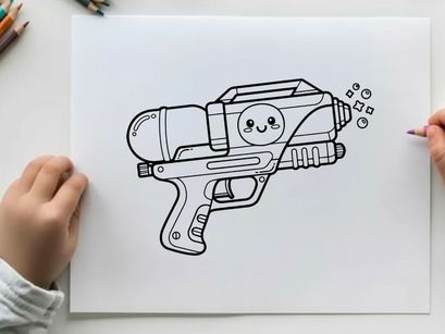Cute gun character smiling vector illustration flat design