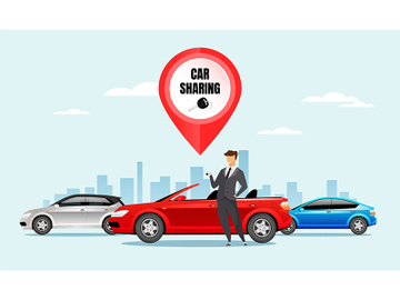 Car sharing flat color vector illustration preview picture