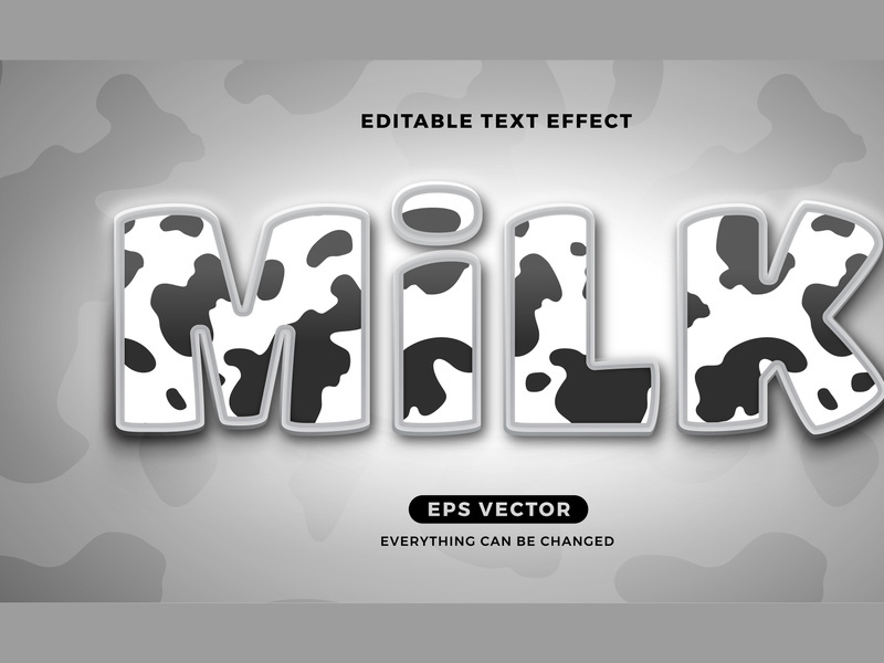 Milk editable text effect vector template