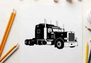 Silhouette of a large semi truck with sleeper cabin
