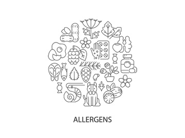 Common allergens abstract linear concept layout with headline preview picture