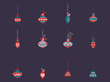 Christmas balls decoration vector set