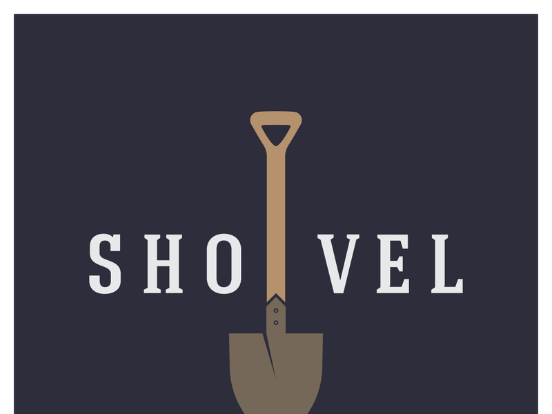 Shovel logo for agriculture, excavation,building, mining foundation. gardening vector set design with leaves