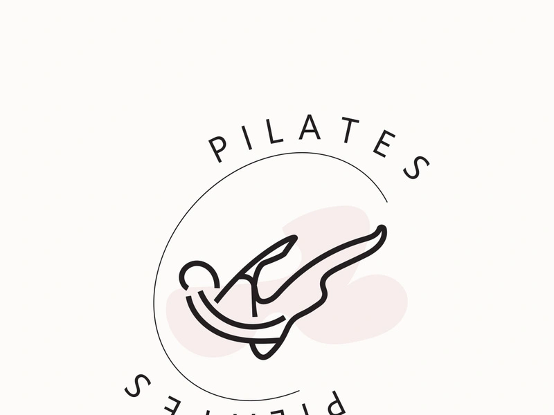 Abstract Pilates Logo, Yoga identity body balance vector monoline Design Template. wellness lifestyle