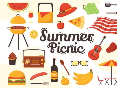 15 Summer Holiday Picnic Illustration