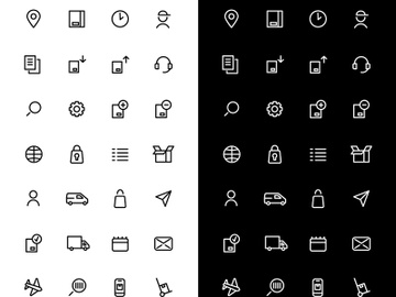Delivery linear icons set for dark and light mode preview picture