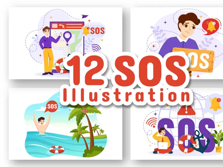 12 SOS Message Emergency Illustration