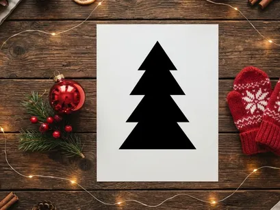 Silhueta de Árvore de Natal Minimalista para Decoração Festiva e Design Sazonal