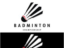 Modern Badminton logo design with Dynamic Shuttlecock and Racket, for championship, sport, sports shop, badminton school, business, company, tournament