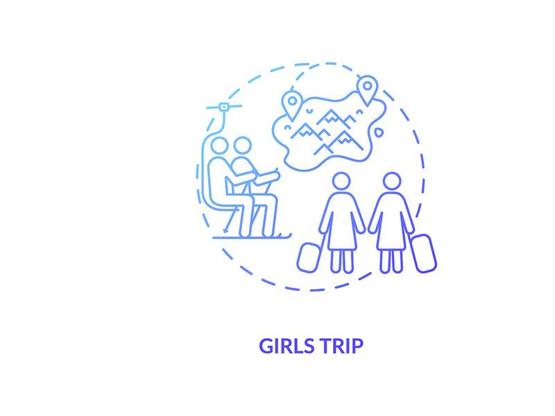 Girls trip concept icon. Winter holiday idea thin line illustration