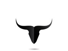 Retro vintage bull head horns logo.