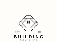 Building logo construction modern real estate symbol for architecture house and property design