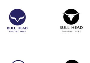 Retro vintage bull head horns logo design