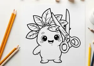 Cute unicorn cutting hair vector illustration flat design