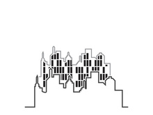 Modern city skyline icon silhouette vector illustration design