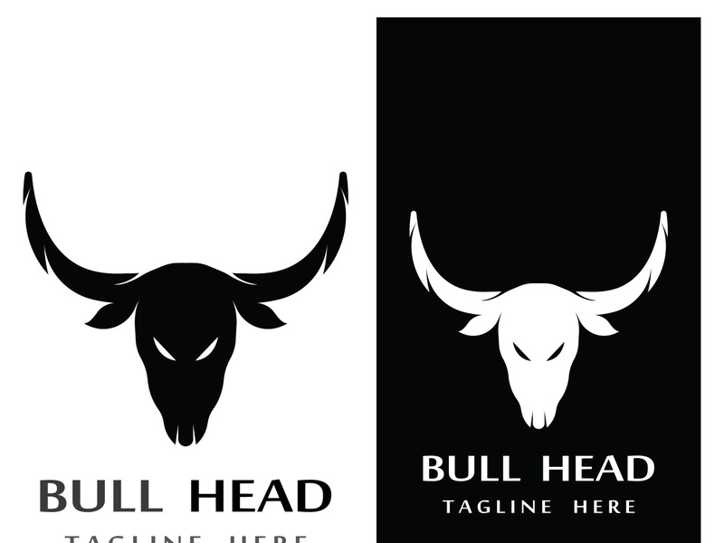 Retro vintage bull head horns logo.