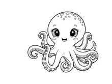 Cute cartoon octopus smiling vector illustration flat design