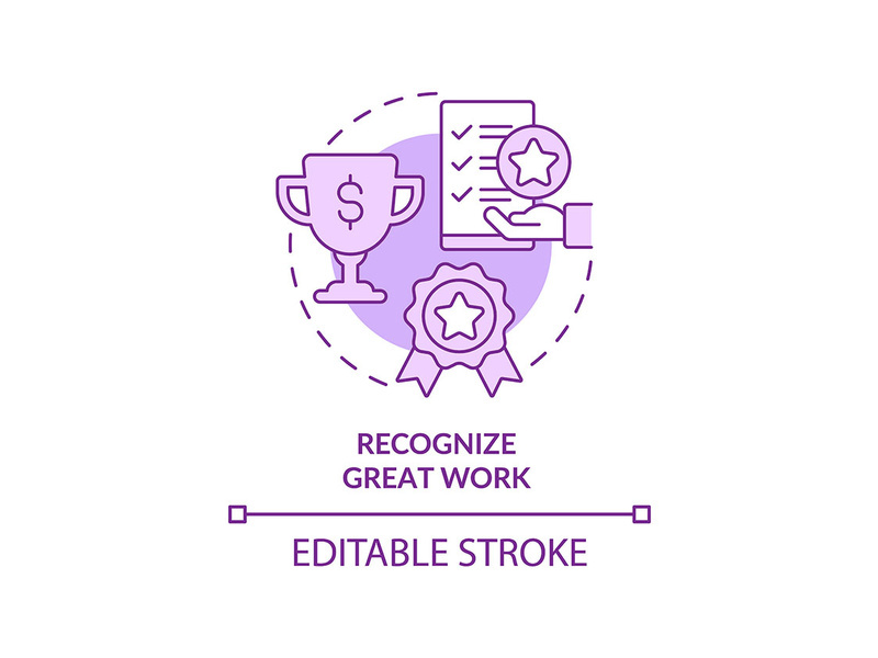 Recognize great work purple concept icon