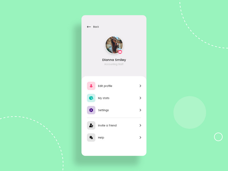 User Profile concept screen