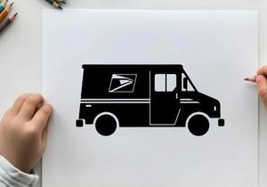 Us postal service delivery truck silhouette