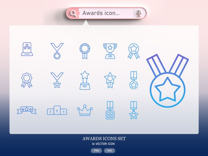 Trophy and awards icon set