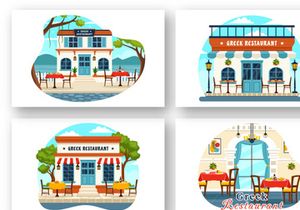9 Greek Food Restaurant Illustration