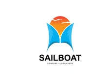 Sailboat Logo Design, Fishing Boat Illustration, Company Brand Vector Icon