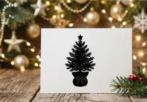 Silhouette of Christmas Tree in Pot with Star Topper for Holiday Decor