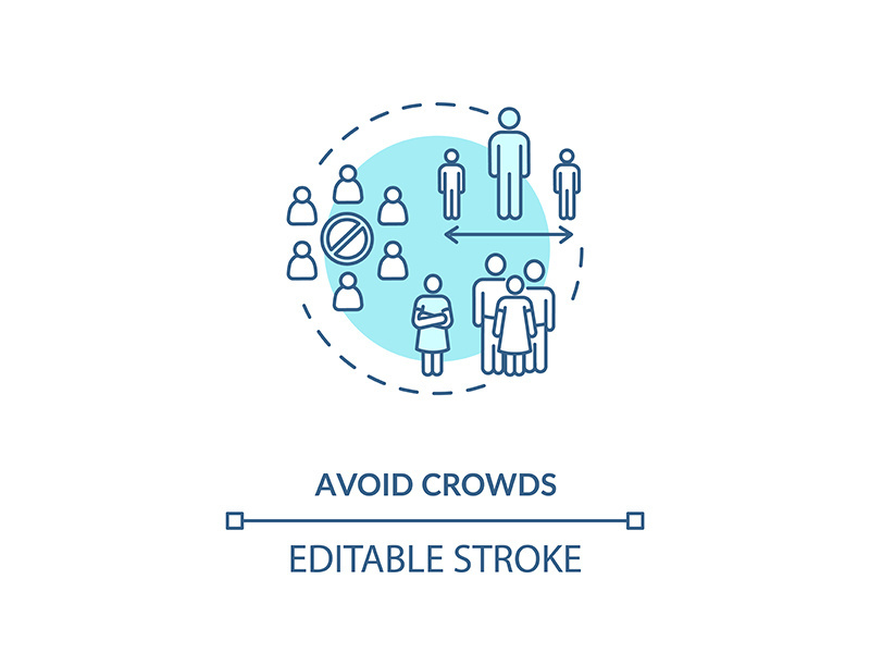 Avoid crowds concept icon