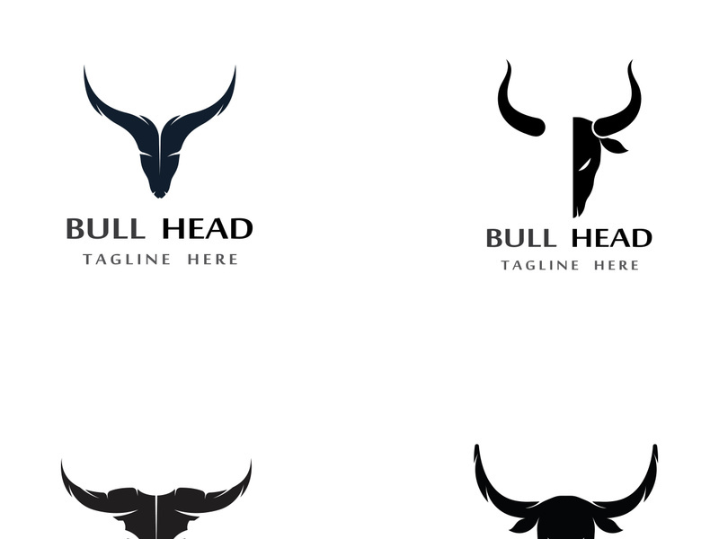 Retro vintage bull head horns logo.