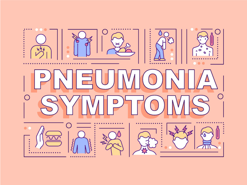 Pneumonia symptoms word concepts banner