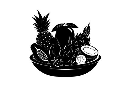 Silhouette of fresh fruit in a bowl illustration
