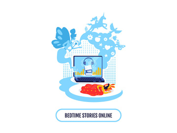 Children book streaming flat concept vector illustration preview picture