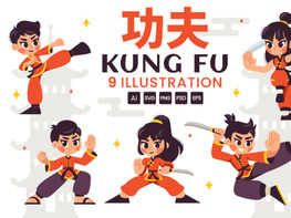 9 Kung Fu Chinese Sport Illustration preview picture