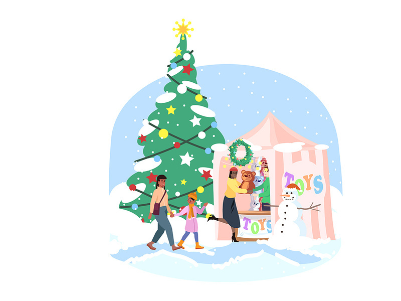 Christmas market flat illustration