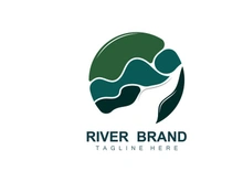 River Logo Design, River Creek Vector, Riverside Illustration With A Combination Of Mountains And Nature, Product Brand