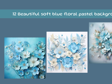 Beautiful soft blue floral pastel background preview picture